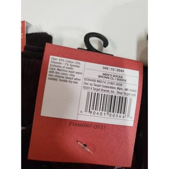 Mossimo Size 6-12 Crew Socks Mens Brown White Geometric Pattern NEW - Picture 3 of 3